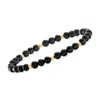 Rs Pure By Ross-simons 5mm Onyx Bead Stretch Bracelet With 14kt Yellow Gold In Multi