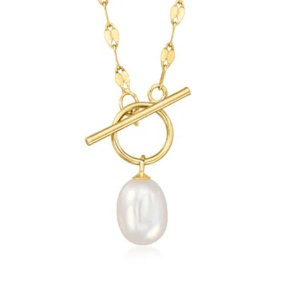 Rs Pure By Ross-simons 6-6.5mm Cultured Pearl Lumachina-chain Toggle Necklace In 14kt Yellow Gold In Multi