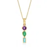 Rs Pure By Ross-simons Amethyst, . Emerald And . Swiss Blue Topaz Stacked Pendant Necklace In 14kt Yellow Go In Multi