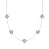 Rs Pure By Ross-simons Amethyst Flower Station Necklace In 14kt Yellow Gold In Multi
