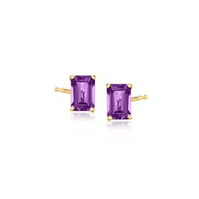 Rs Pure By Ross-simons Amethyst Stud Earrings In 14kt Yellow Gold In Purple