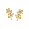 RS PURE BY ROSS-SIMONS AMETHYST VIOLET FLOWER EARRINGS IN 14KT YELLOW GOLD
