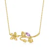 RS PURE BY ROSS-SIMONS AMETHYST VIOLET FLOWER NECKLACE IN 14KT YELLOW GOLD