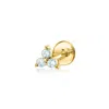 Rs Pure By Ross-simons Aquamarine 3-stone Stud Earrings In 14kt Yellow Gold In Blue