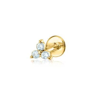 Rs Pure By Ross-simons Aquamarine 3-stone Stud Earrings In 14kt Yellow Gold In Blue