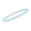 Rs Pure By Ross-simons Aquamarine Bead Stretch Bracelet With 14kt Yellow Gold In Multi