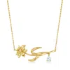 RS PURE BY ROSS-SIMONS AQUAMARINE DAFFODIL FLOWER NECKLACE IN 14KT YELLOW GOLD