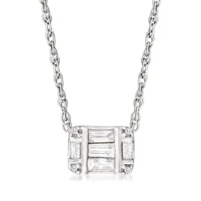 Rs Pure By Ross-simons Baguette And Round Diamond Cluster Pendant Necklace In Sterling Silver In Multi