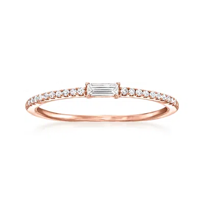 Rs Pure By Ross-simons Baguette And Round Diamond Ring In 14kt Rose Gold In Silver