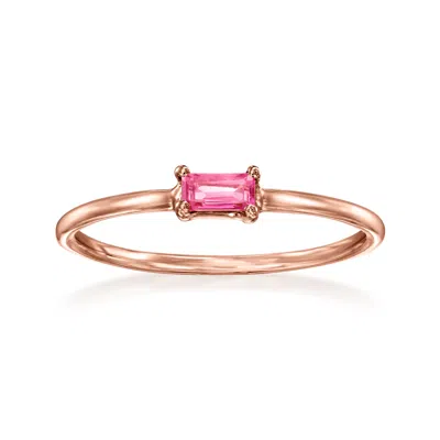 Rs Pure By Ross-simons Baguette Pink Topaz Ring In 14kt Rose Gold