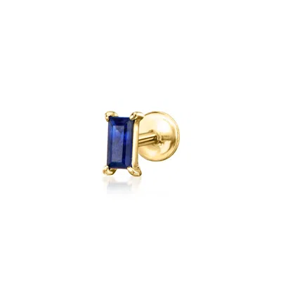 Rs Pure By Ross-simons Baguette Sapphire Single Flat-back Stud Earring In 14kt Yellow Gold In Blue