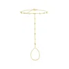 Rs Pure By Ross-simons Bezel-set Diamond And 14kt Yellow Gold Beaded Hand Chain Bracelet In Multi