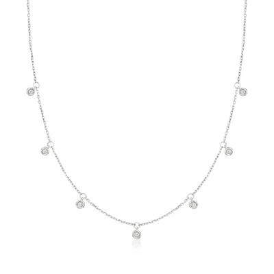 Rs Pure By Ross-simons Bezel-set Diamond Drop Station Necklace In Sterling Silver
