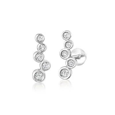 Rs Pure By Ross-simons Bezel-set Diamond Flat-back Ear Climbers In Sterling Silver In Multi