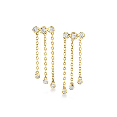 Rs Pure By Ross-simons Bezel-set Diamond Fringe Drop Earrings In 14kt Yellow Gold In White