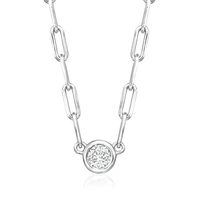 Rs Pure By Ross-simons Bezel-set Diamond Paper Clip Link Necklace In Sterling Silver In Multi
