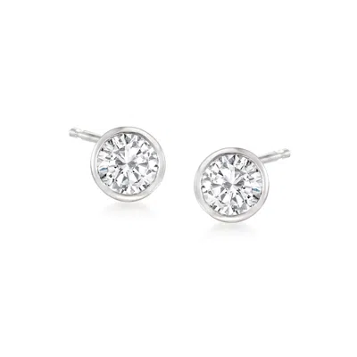 Rs Pure By Ross-simons Bezel-set Diamond Stud Earrings In Sterling Silver In White