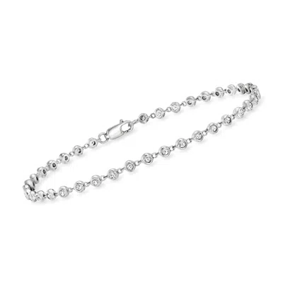 Rs Pure By Ross-simons Bezel-set Diamond Tennis Bracelet In Sterling Silver In Metallic