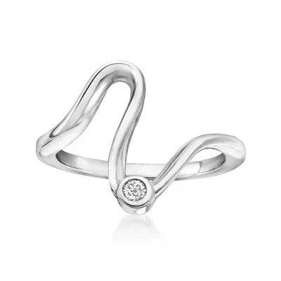 Rs Pure By Ross-simons Bezel-set Diamond Wave Ring In Sterling Silver