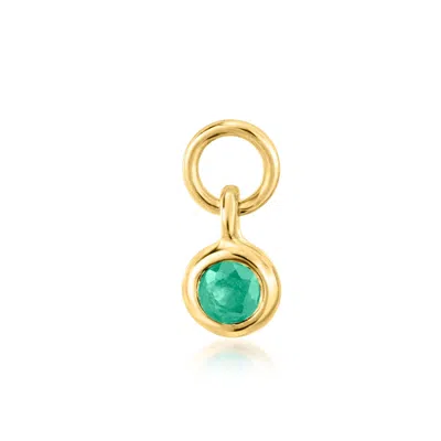 Rs Pure By Ross-simons Bezel-set Emerald Hoop Charms In 14kt Yellow Gold In Multi