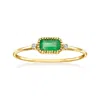 Rs Pure By Ross-simons Bezel-set Emerald Ring With Diamonds In 14kt Yellow Gold In Green