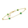 Rs Pure By Ross-simons Bezel-set Lab-grown Emerald Station Bracelet In 18kt Gold Vermeil In Multi