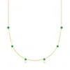 Rs Pure By Ross-simons Bezel-set Lab-grown Emerald Station Necklace In 18kt Gold Vermeil In Gold