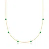 Rs Pure By Ross-simons Bezel-set Lab-grown Emerald Station Necklace In 18kt Gold Vermeil In Multi
