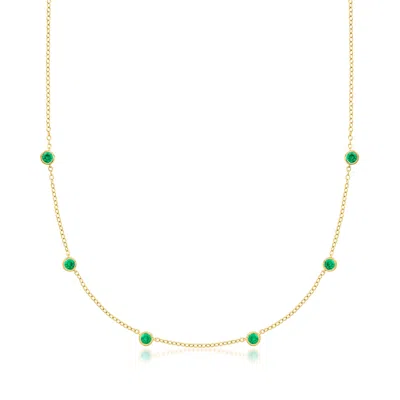 Rs Pure By Ross-simons Bezel-set Lab-grown Emerald Station Necklace In 18kt Gold Vermeil In Multi