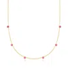 Rs Pure By Ross-simons Bezel-set Lab-grown Pink Sapphire Station Necklace In 18kt Gold Vermeil In Multi