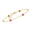 Rs Pure By Ross-simons Bezel-set Lab-grown Ruby Station Bracelet In 18kt Gold Vermeil In Multi