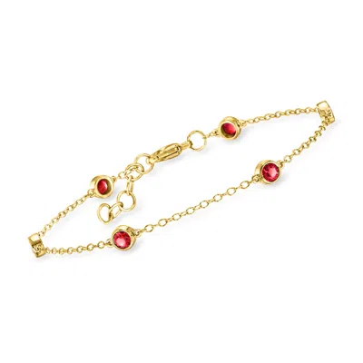 Rs Pure By Ross-simons Bezel-set Lab-grown Ruby Station Bracelet In 18kt Gold Vermeil In Multi