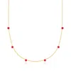Rs Pure By Ross-simons Bezel-set Lab-grown Ruby Station Necklace In 18kt Gold Over Sterling In Gold
