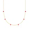 Rs Pure By Ross-simons Bezel-set Lab-grown Ruby Station Necklace In 18kt Gold Vermeil In Multi