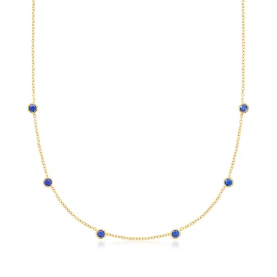 Rs Pure By Ross-simons Bezel-set Lab-grown Sapphire Station Necklace In 18kt Gold Vermeil In Multi