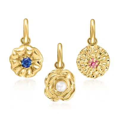 Rs Pure By Ross-simons Birthstone Flower Charm In 14kt Yellow Gold In Metallic