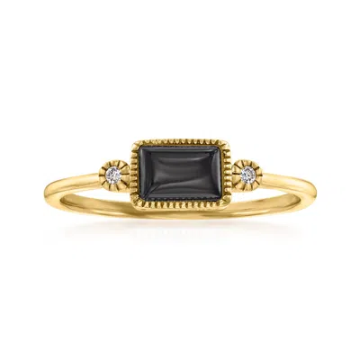 Rs Pure By Ross-simons Black Onyx Ring In 14kt Yellow Gold In White