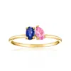 Rs Pure By Ross-simons Blue And Pink Sapphire Toi Et Moi Ring In 14kt Yellow Gold In Blue
