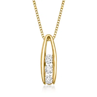 Rs Pure By Ross-simons Channel-set Diamond 3-stone Pendant Necklace In 14kt Yellow Gold In Multi