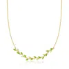 Rs Pure By Ross-simons Chrome Diopside And . Peridot Leaf Necklace In 18kt Gold Vermeil In Multi