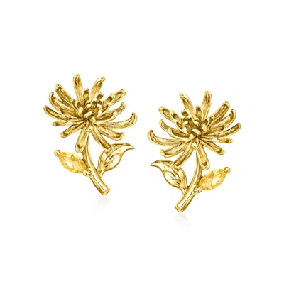 Rs Pure By Ross-simons Citrine Chrysanthemum Flower Earrings In 14kt Yellow Gold