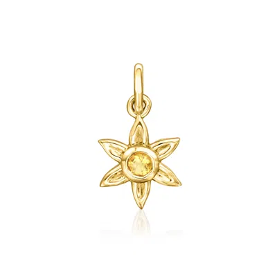 Rs Pure By Ross-simons Citrine Flower Charm In 14kt Yellow Gold