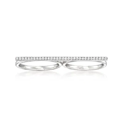 Rs Pure By Ross-simons Diamond 2-finger Bar Ring In Sterling Silver In Metallic