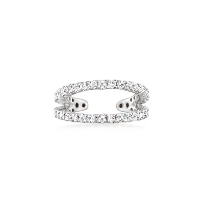 Rs Pure By Ross-simons Diamond 2-row Single Ear Cuff In Sterling Silver In White