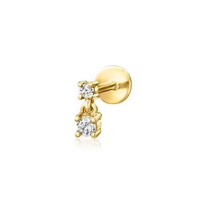 Rs Pure By Ross-simons Diamond 2-stone Flat-back Drop Earrings In 14kt Yellow Gold