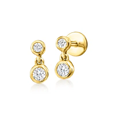 Rs Pure By Ross-simons Diamond 2-stone Flat-back Stud Earrings In 14kt Yellow Gold In Silver