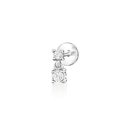 Rs Pure By Ross-simons Diamond 2-stone Flat-back Stud Earrings In Sterling Silver In White