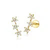 Rs Pure By Ross-simons Diamond 3-star Flat-back Ear Climbers In 14kt Yellow Gold In White