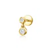 Rs Pure By Ross-simons Diamond-accented 2-stone Single Flat-back Stud Earring In 14kt Yellow Gold In Silver