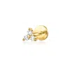 Rs Pure By Ross-simons Diamond-accented 3-stone Single Flat-back Stud Earring In 14kt Yellow Gold In Gold